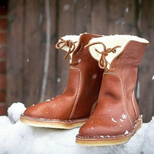 Waterproof Wool Lined Leather Orthopaedic Snow Boots