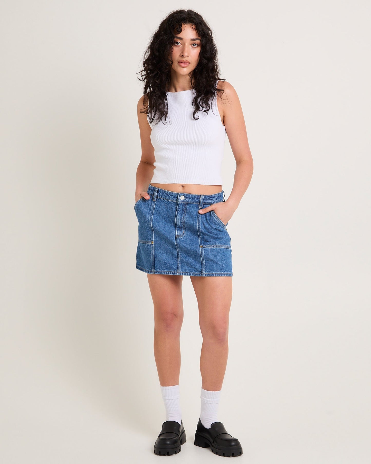 Worker Denim Mini Skirt
