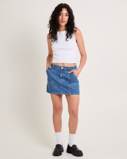Worker Denim Mini Skirt